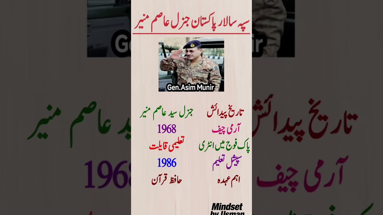 Pakistan Army Chief General Asim Munir Biography 2026 | Full Life Story, Education & Career in Urdu