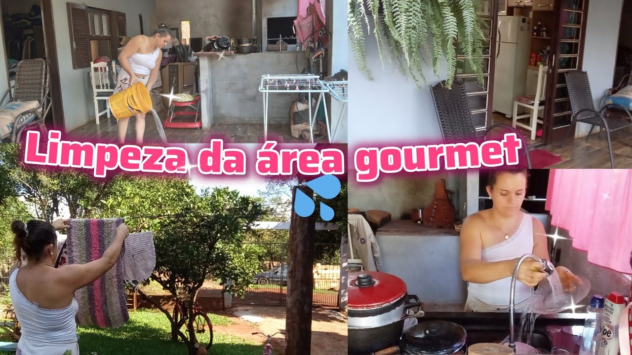 Faxina na área gourmet💞muita poeira.