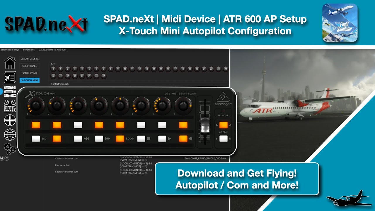MSFS | SPAD.neXt | X-Touch Mini (Midi) | MS ATR 600 AP Setup