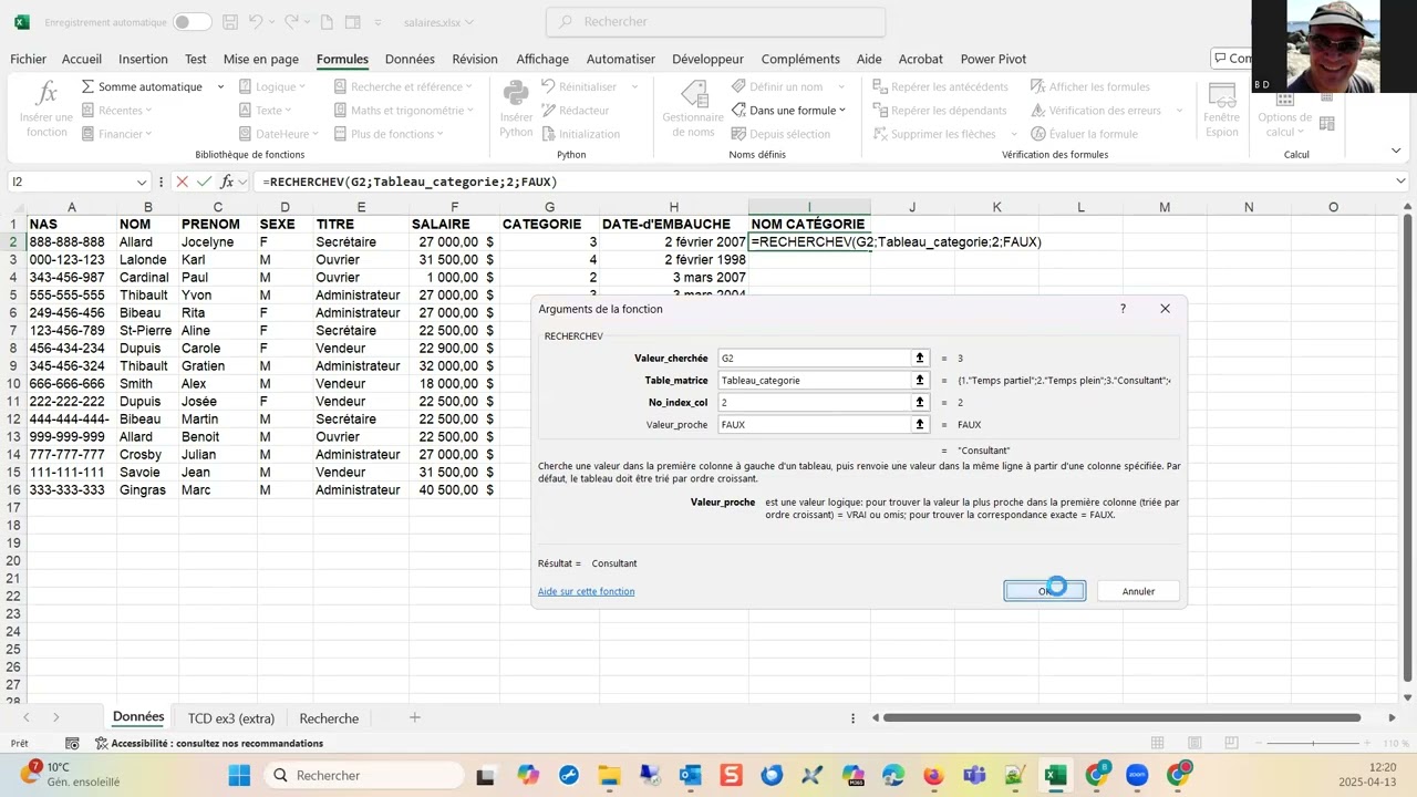 Excel: tableau croisé dynamique et RECHERCHEV