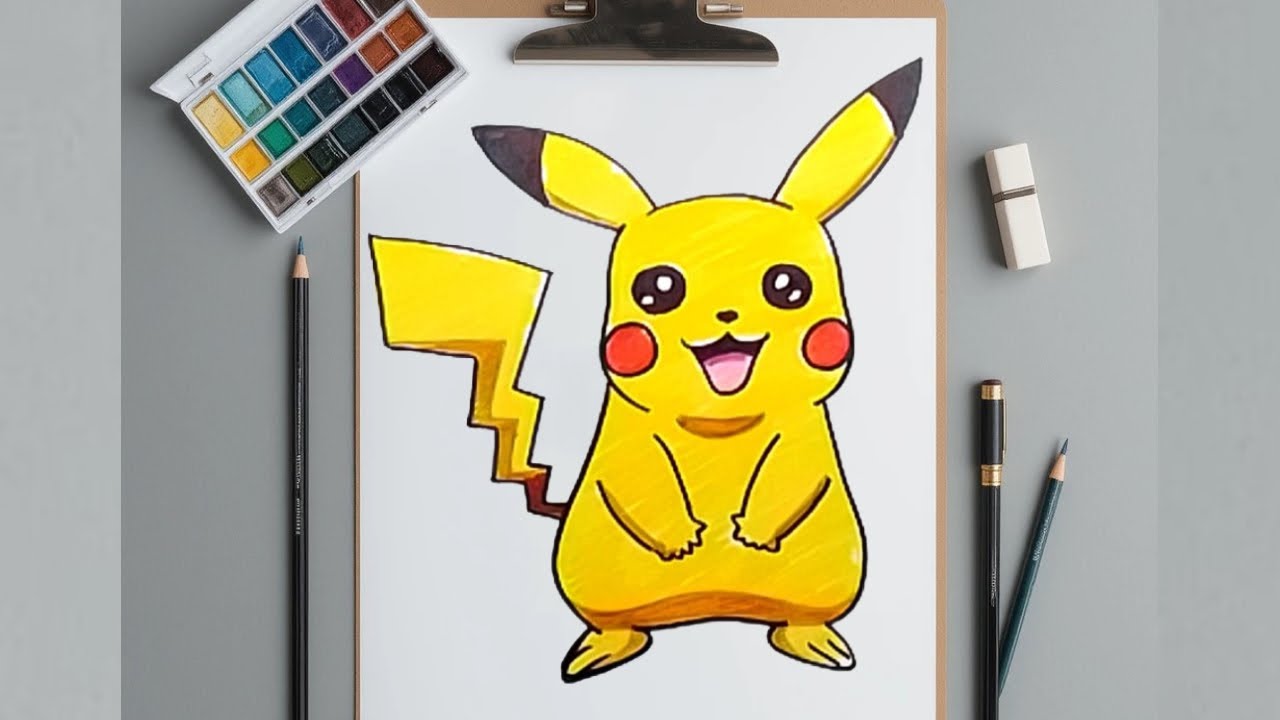 ✨ Dibujo a COLOR de PIKACHU | Paso a paso fácil y divertido ⚡ARTE POKEMON