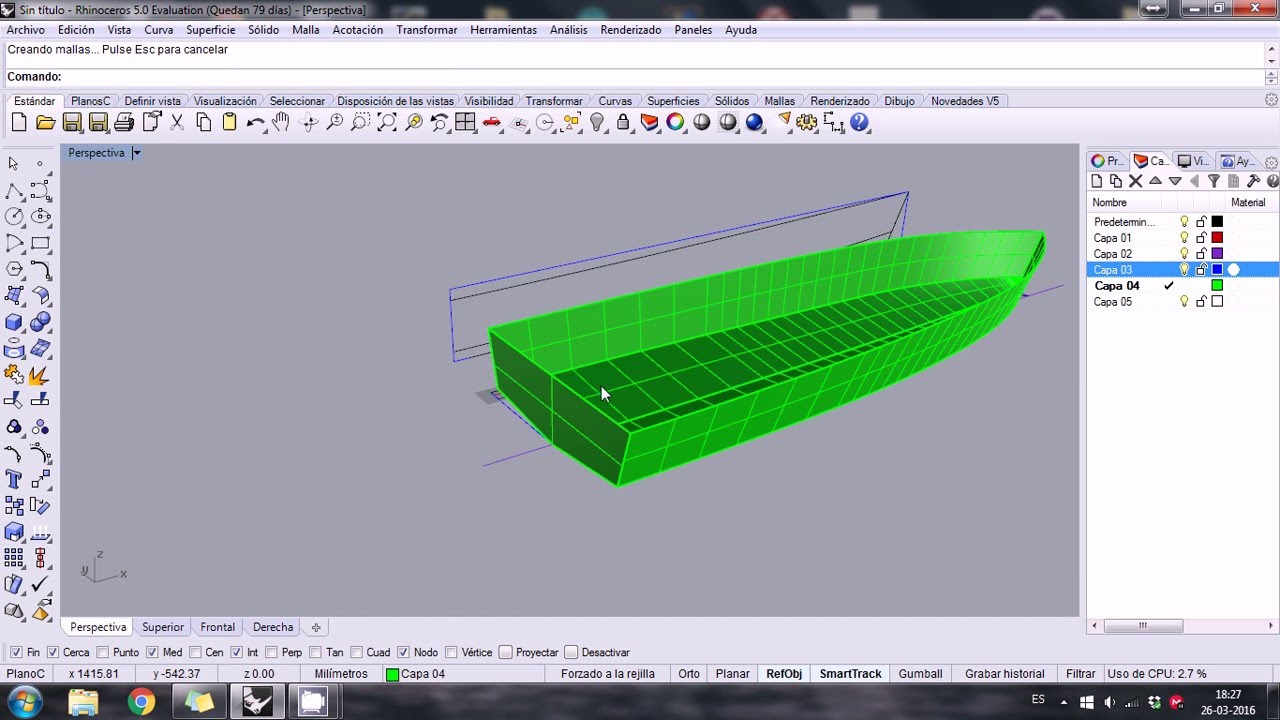 Modelamiento en Rhino 3D de un casco con pantoques