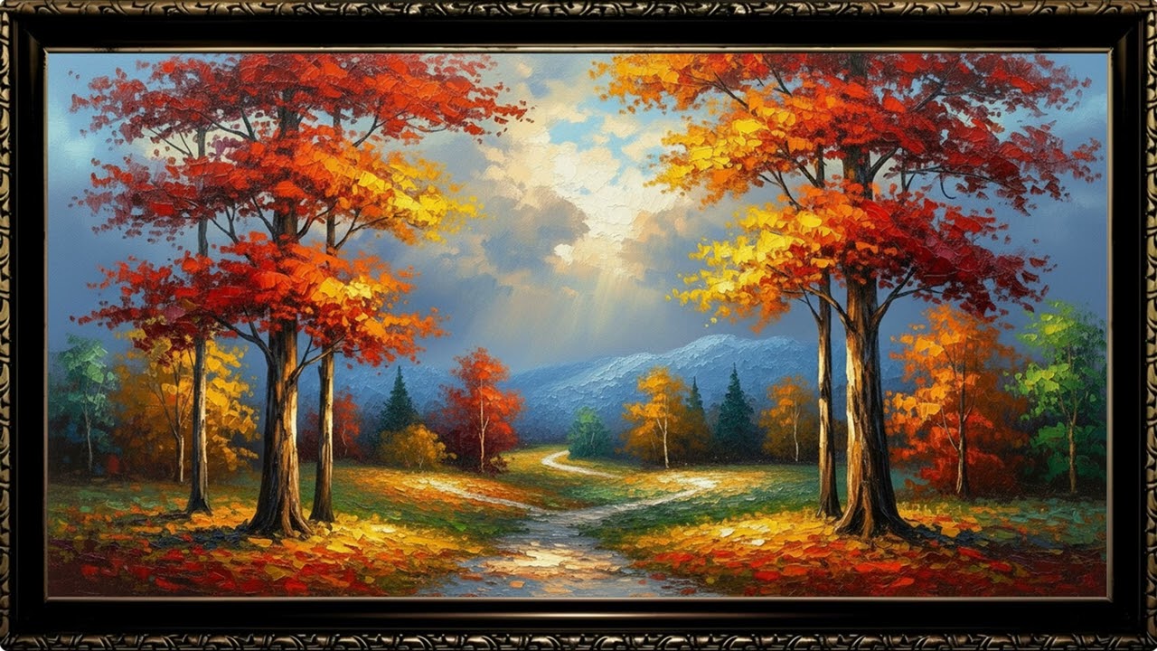 Peaceful Autumn Forest Landscape | Relaxing Gallery Display (2 Hours)