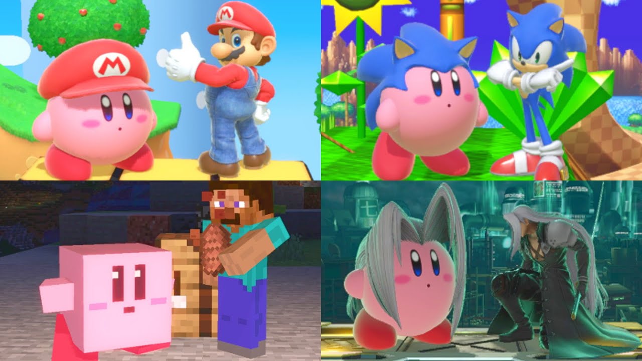 Super Smash Bros Ultimate - All Kirby Hats & Power-Ups (All DLC Included). ᴴᴰ