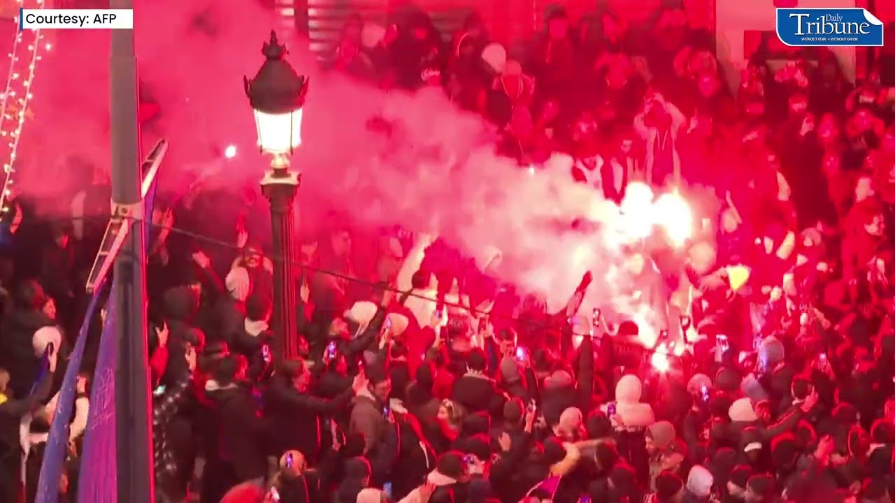 FANS CELEBRATE IN PARIS AFTER FRANCE END MOROCCO WORLD CUP DREAM