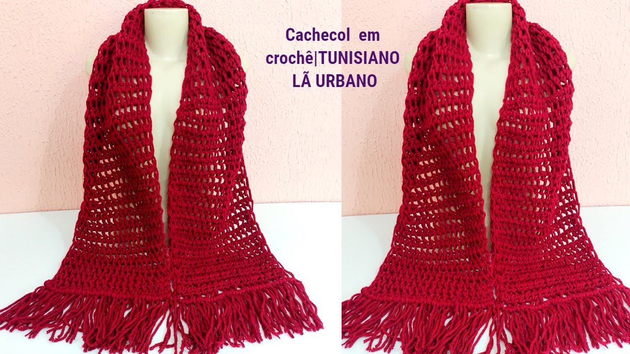 Cachecol em  Crochê |Crochê Tunisiano | Tunisian Crochet