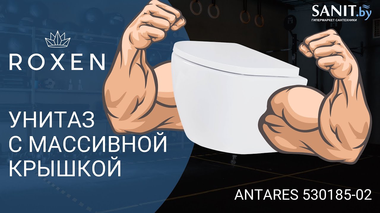 Обзор подвесного унитаза Roxen Antares 530185-02 Rimless Soft Close с массивной крышкой.