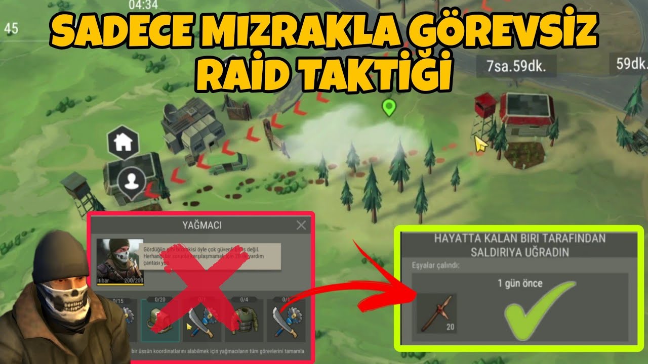 SADECE MIZRAKLA GÖREVSİZ RAİD TAKTİĞİ - LAST DAY ON EARTH SURVİVAL REVENGE RAİD - KAMPINI KORU