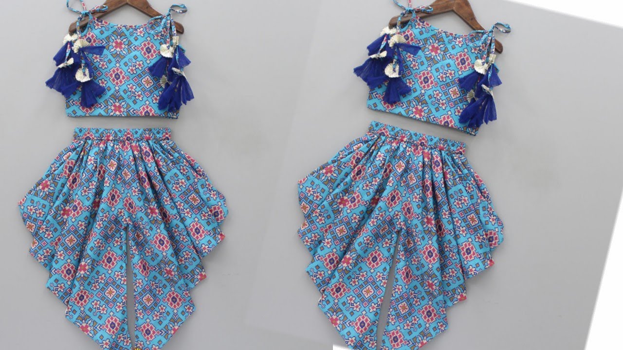 11-12Year Girl Dress Cutting &Stitching/ Dhoti Salwar With Crop Top Cutting And Stitching11-12 Year