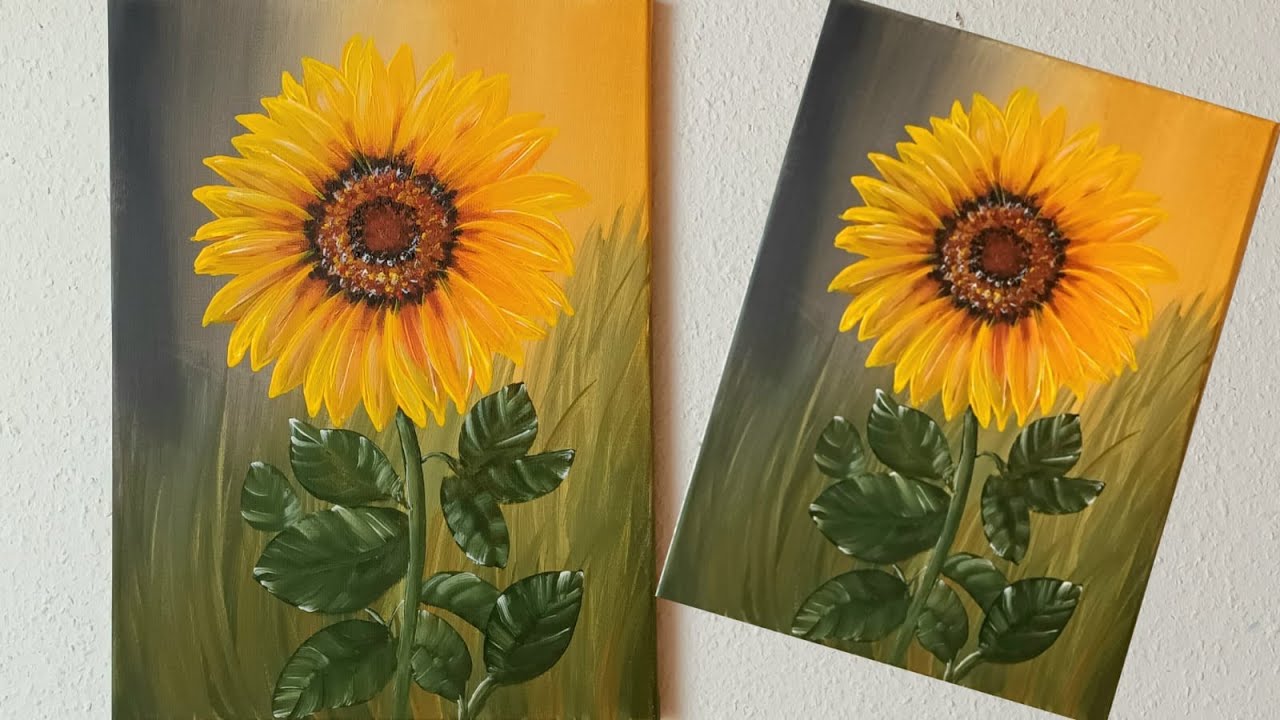 Sonnenblume Malen Acryl Schritt für Schritt - Sunflower Acrylic Painting Step by Step for Beginners