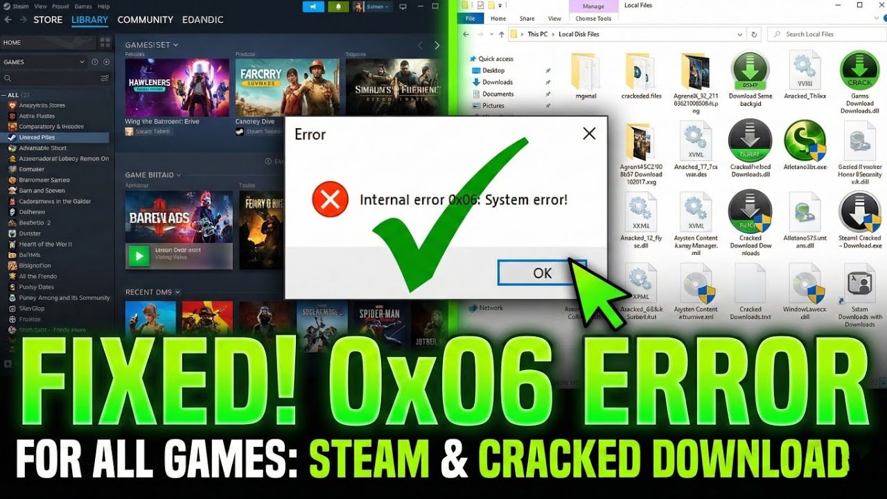 FIX Internal Error 0x06: System Error! (Steam & Cracked Games 100% Solved)