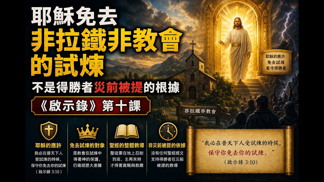 耶穌免去非拉鐵非教會的試煉不是得勝者災前被提的根據。《啟示錄》第十課｜美東時間 2026-02-26 晚上8:00pm｜孫東升牧師