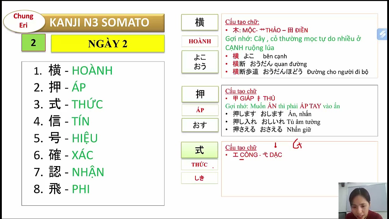 Nhớ hết Kanji N3 BÀI SỐ 2
