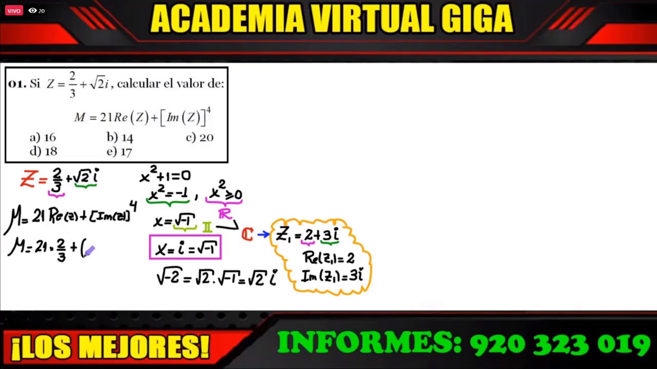 ÁLGEBRA: NÚMEROS COMPLEJOS-Teoría y Problemas Resueltos [ACADEMIA VIRTUAL GIGA]