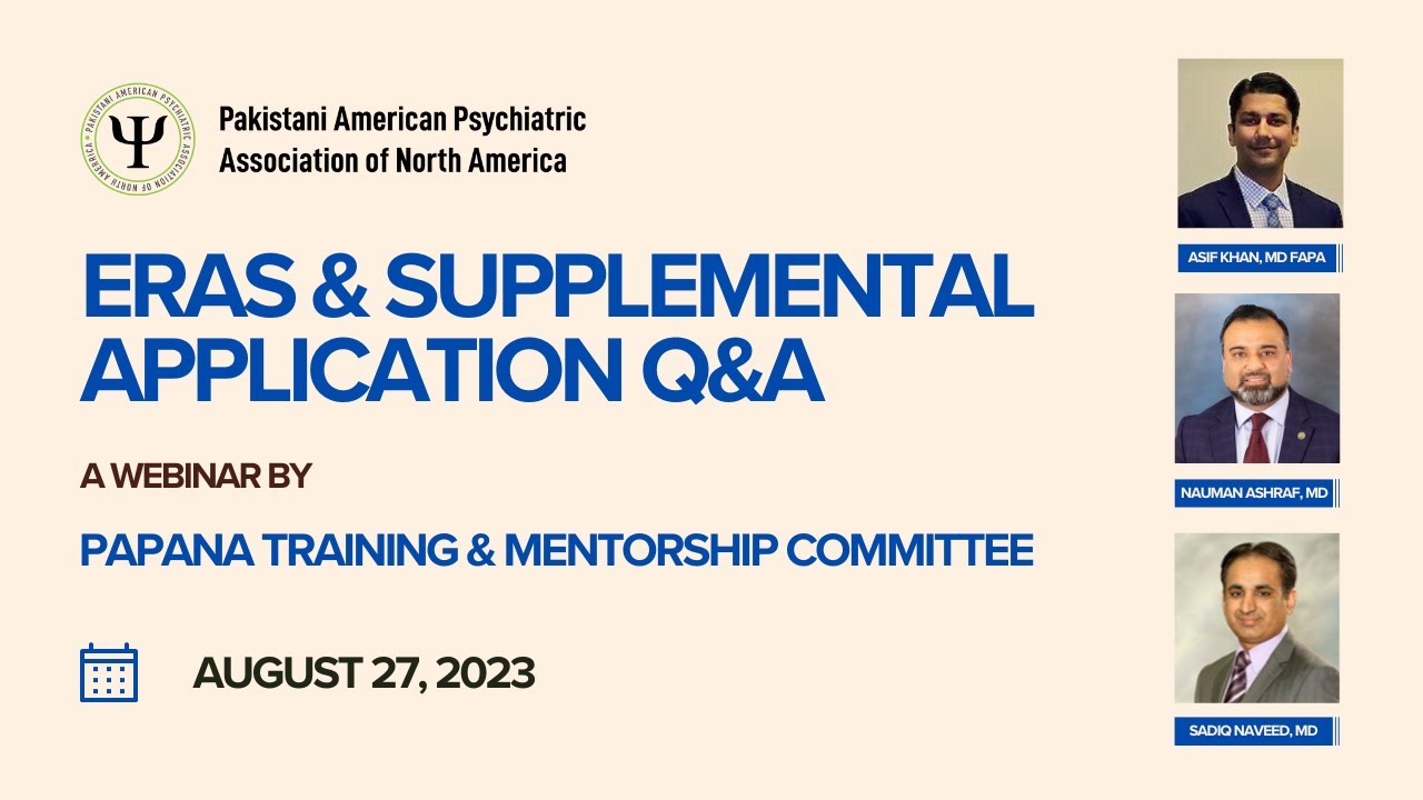 ERAS & Supplemental Application Q&A &ndash; PAPANA Zoom Webinar