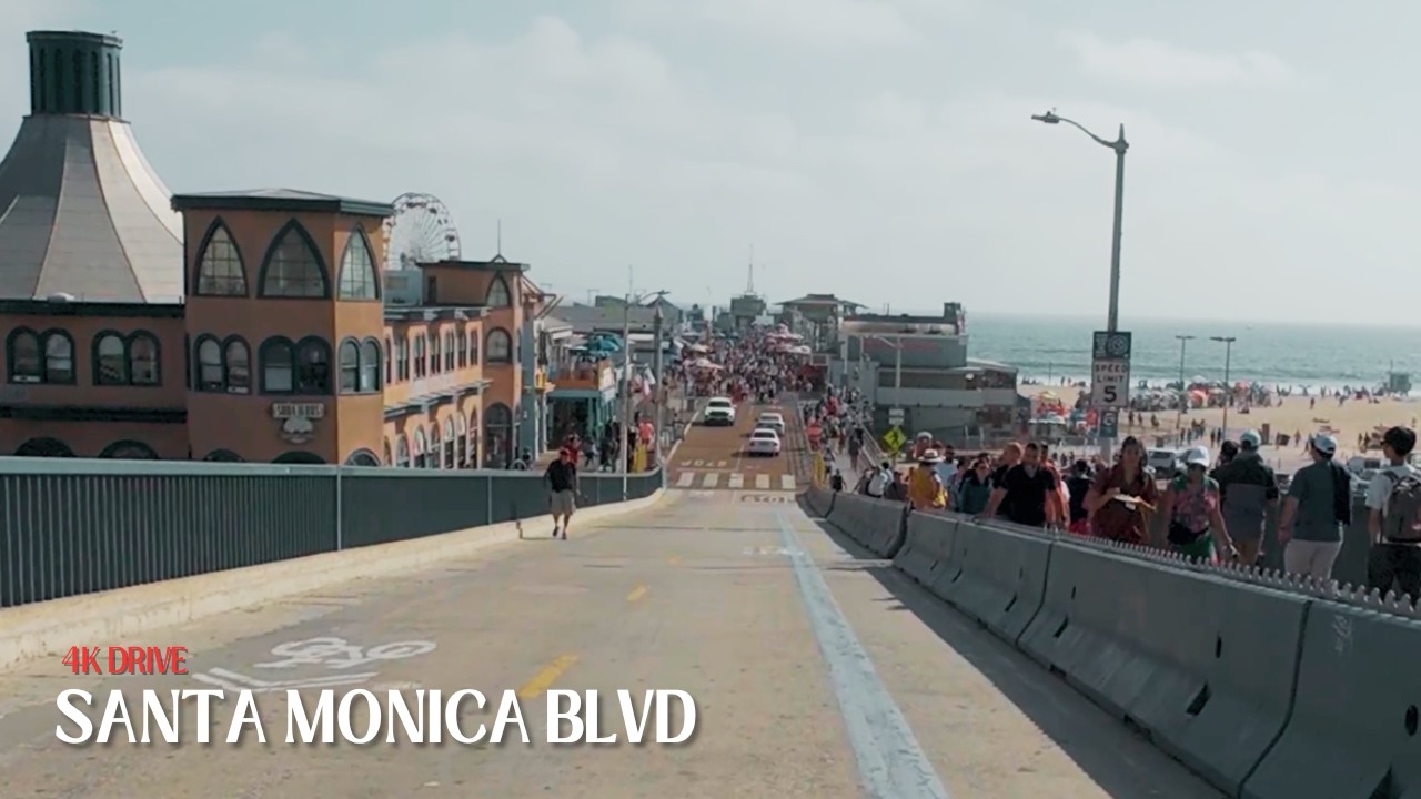 Santa Monica Boulevard - Santa Monica, Beverly Hills, Hollywood - 4K Drive