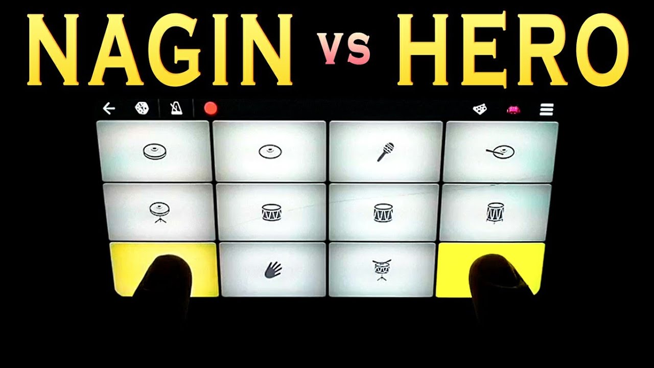 Nagin vs Hero Music On Walk Band App | Mobile Piano + Drum | Trumpet Flute Mix Instrumental Ringtone