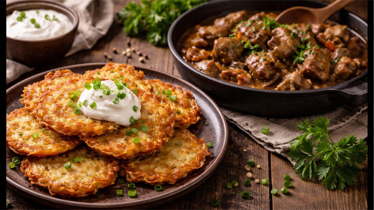 Запікаю смачне мʼясо і смажу деруни ♥️