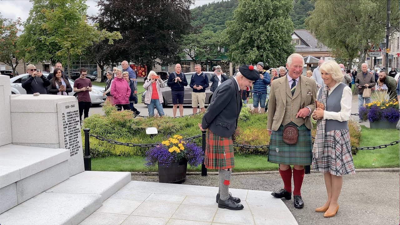 Prince Charles and the Duchess of Cornwall stroll through Ballater in Scotland on 31st August 2021