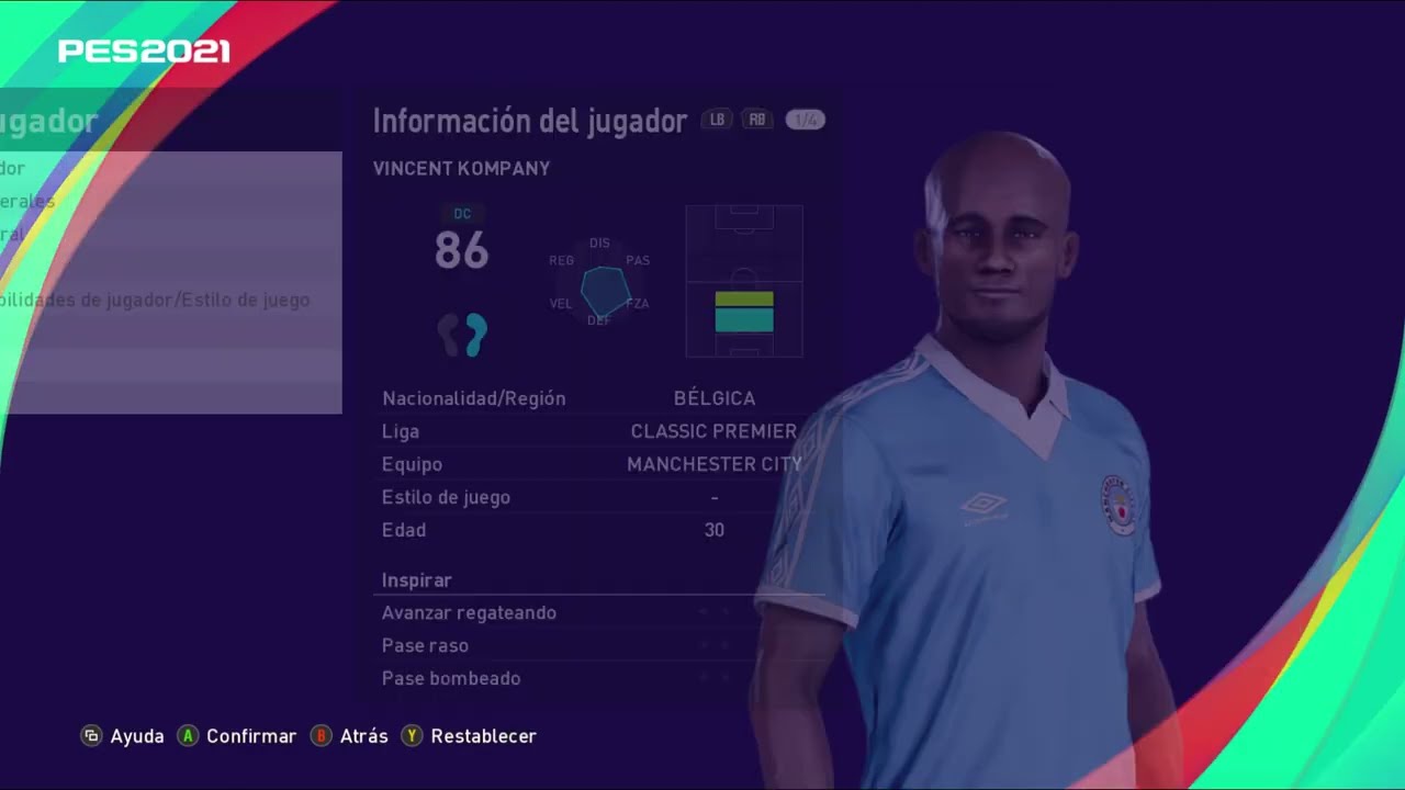 Vincent Jean Mpoy Kompany - PES Clasico (Face, Body& Stats)