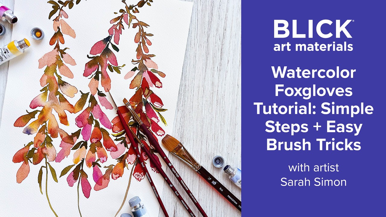Watercolor Foxgloves Tutorial | 3 Brush Techniques with Sarah Simon
