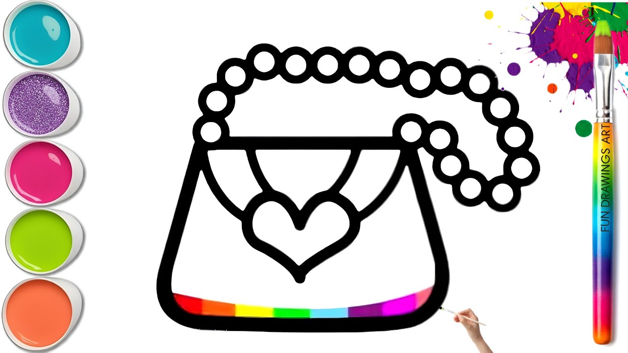 Рисунок красочной сумки 👜🌈 Рисование и раскрашивание: простой пошаговый урок