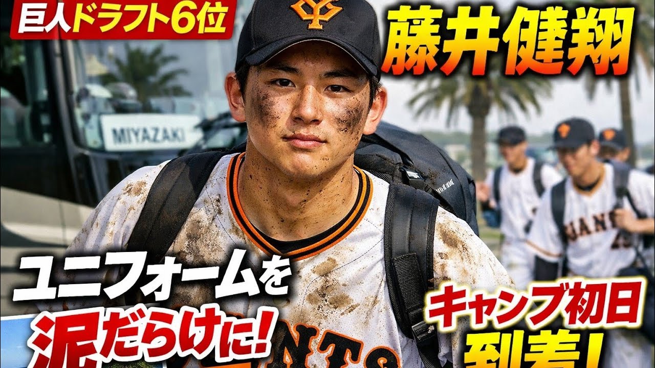 【巨人】ドラ６・藤井健翔「ユニホームは誰よりもどろどろに」２、３軍キャンプ参加メンバーが宮崎に到着　