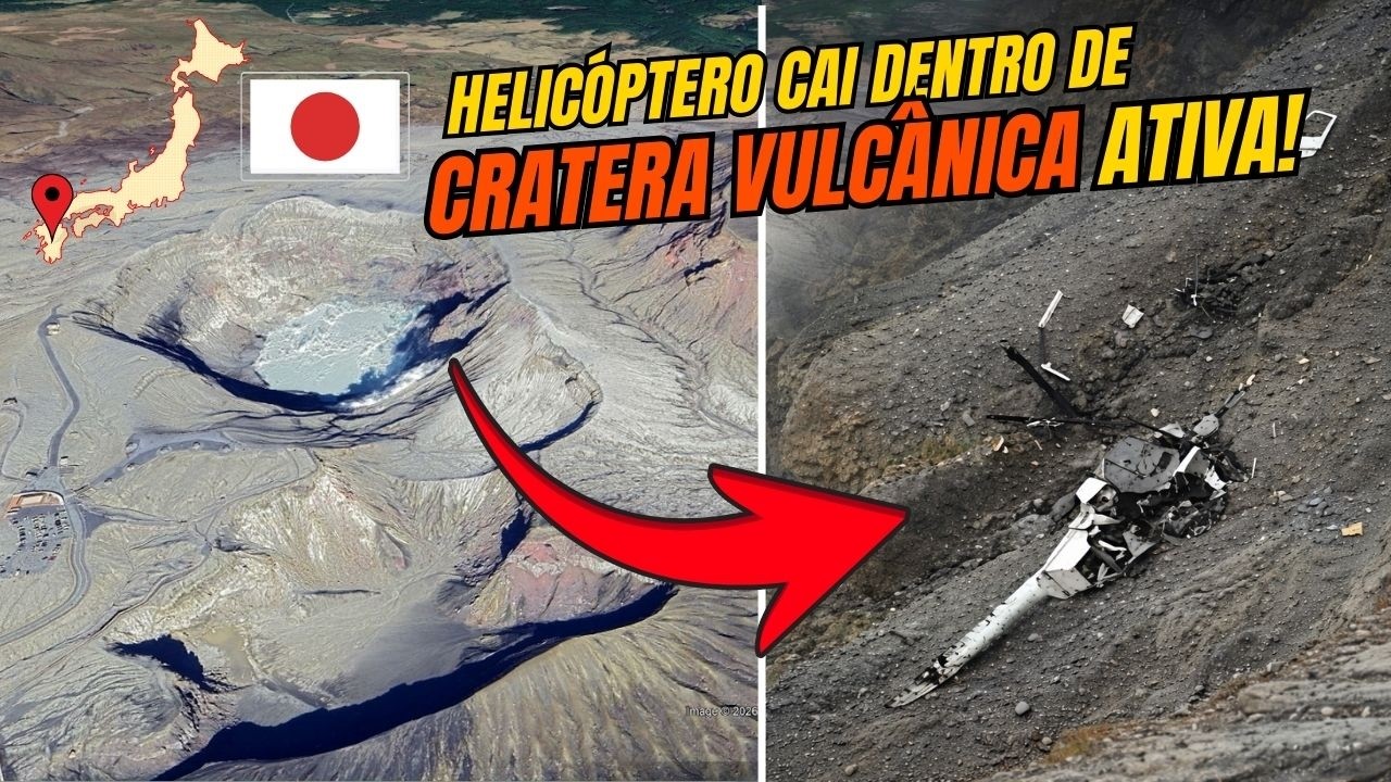 Vítimas de acidente de helicóptero turístico são encontradas em vulcão ativo no Japão! Monte Aso