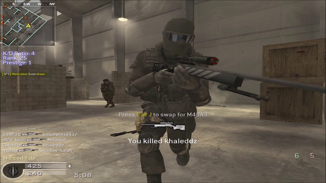 COD 4 - Killhouse - 174 Kills Sniper Only FFA Gameplay