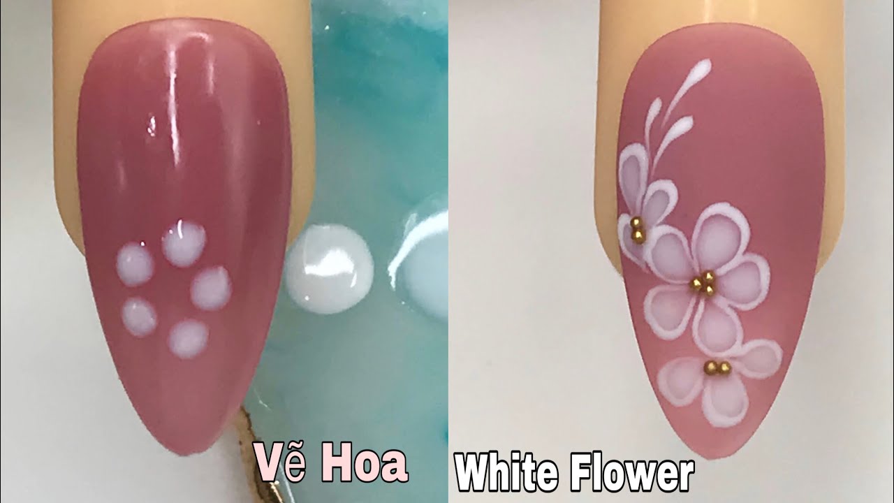 Легкий дизайн ногтей с белыми цветами для начинающих 💖Vẽ Hoa💅 Новый дизайн ногтей 💝 Новые ногти