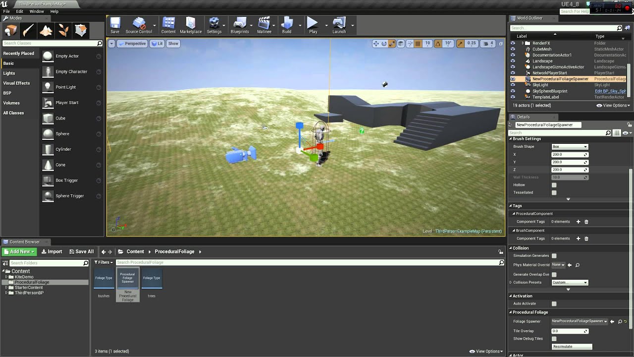 Unreal engine 4.8 procedural foliage spawner tutorial