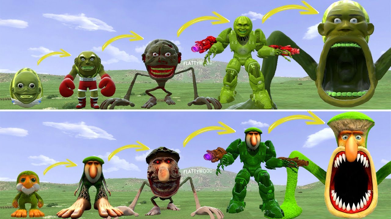 ???: ALL NEW EVOLUTIONARY FORMS OF KING LINGANG MELON VS KING BRR BRR PATAPIM IN GMOD!