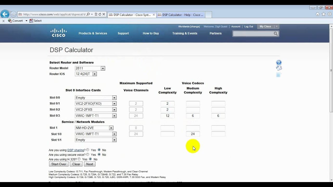 Cisco DSP Calculator