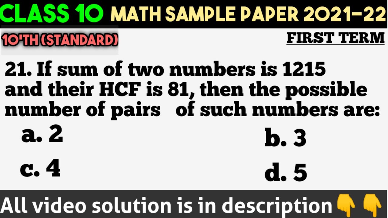 If sum of two numbers is 1215 and their HCF is 81,then the possible number of pairs of such numbers