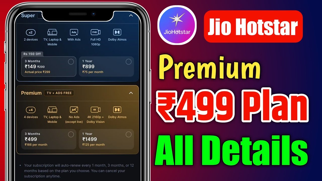 Jio Hotstar Subscription Plan ₹499 Plan All Details And Velidity 🔥 | Hotstar Plan ₹499