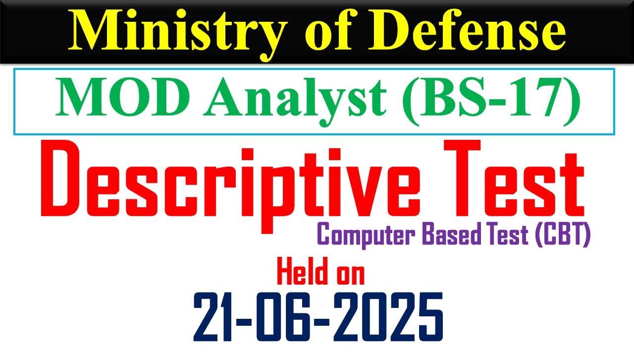 MOD Analyst Descriptive Test held on 21-06-2025 | MOD Analyst Jobs | MOD Analyst Descriptive Test |