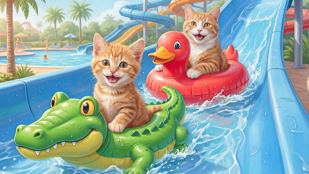 Hardworking Kitten Helps Mama Cat Earn Money | Family Values & Summer Water Park Fun 🐱💦