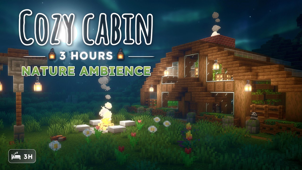 Still Starry Night by the Fire 💫 — Cozy Minecraft Night Ambience (3 Hours, No Music)