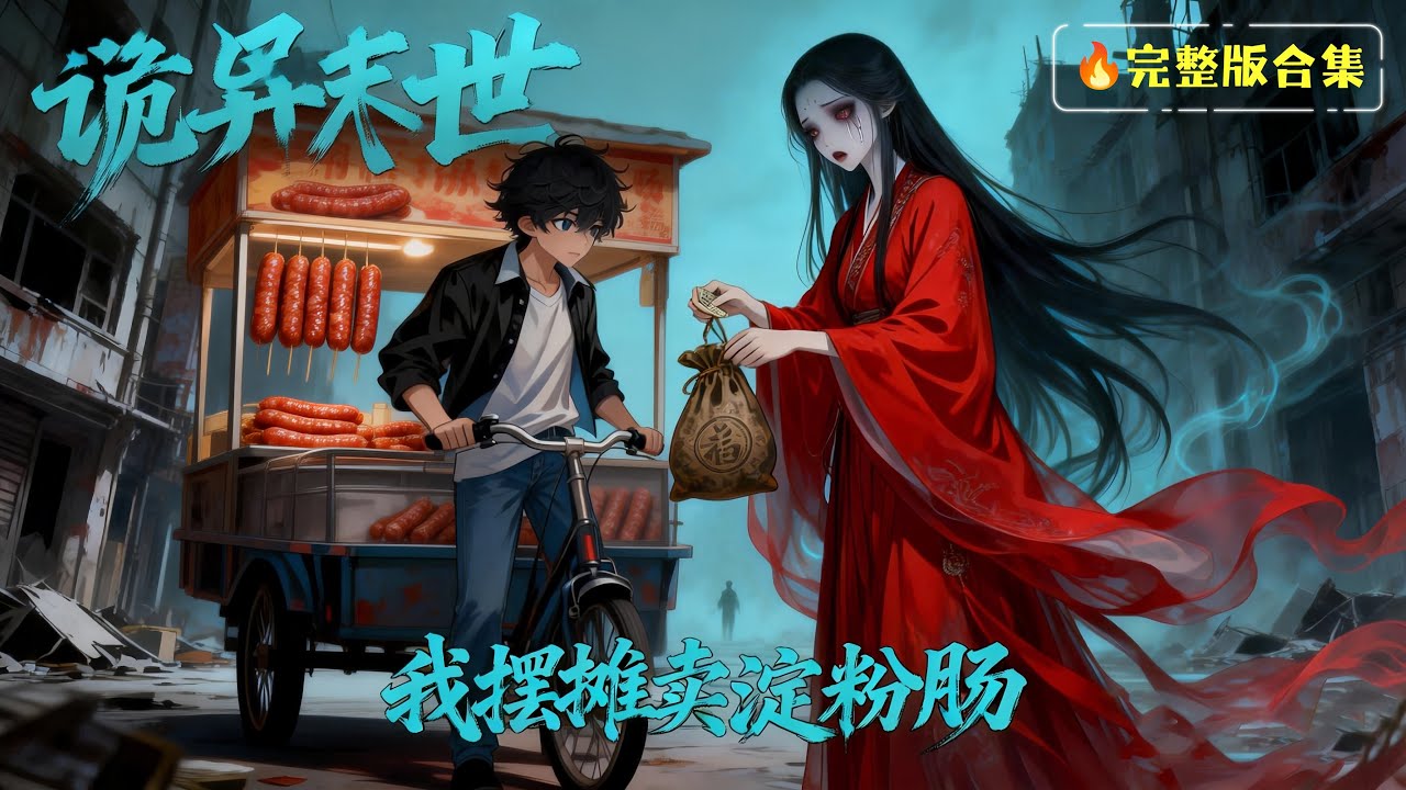 MULTI SUB【詭異末世：我擺攤賣澱粉腸】🌭末世？鬼怪？武小郎完全沒發現！他綁系統蹬三輪追著裂口女賣澱粉腸？ 無敵餐車規則護體，強制推銷反成救世主！ #反套路 #治癒 #搞笑 #末世