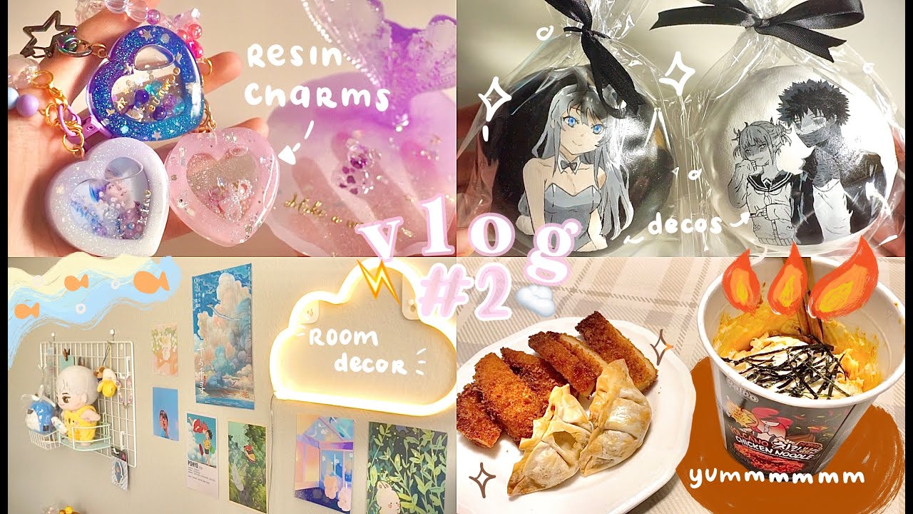 vlog #2 ~ painting deco commissions, room decorating, lots of eating, resin charms...