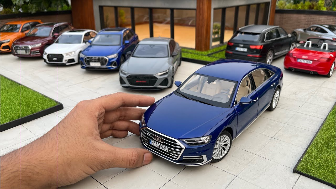 Parking Audi Cars 1:18 Scale Collection at Mini Garage | Real like Audi Diecast Model Cars