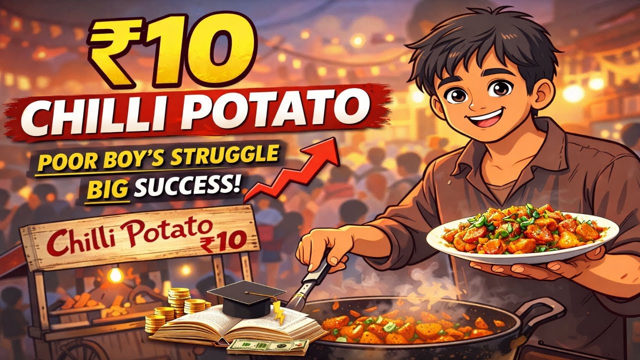 ₹10 Chilli Potato | Poor Boy’s Struggle Story | Inspirational Street Food Success Story