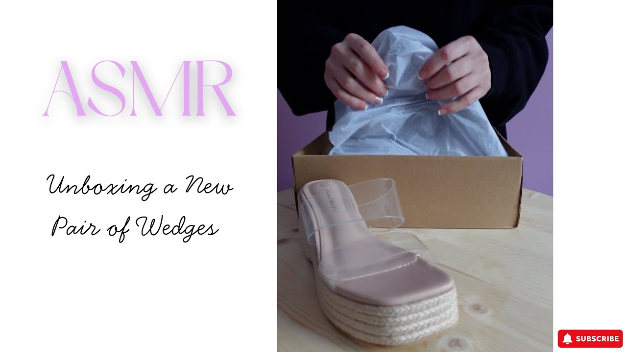 ASMR Wedge Heel Unboxing 🎁 Rope Wedge, Tissue Paper & Plastic Strap Sounds