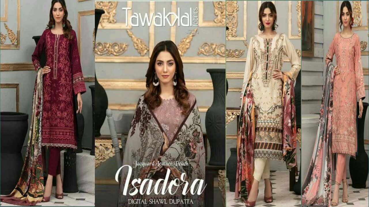 Tawakkal Fabrics Isadora Embroidered Jaquard Leather Peach Suits (winter collection)