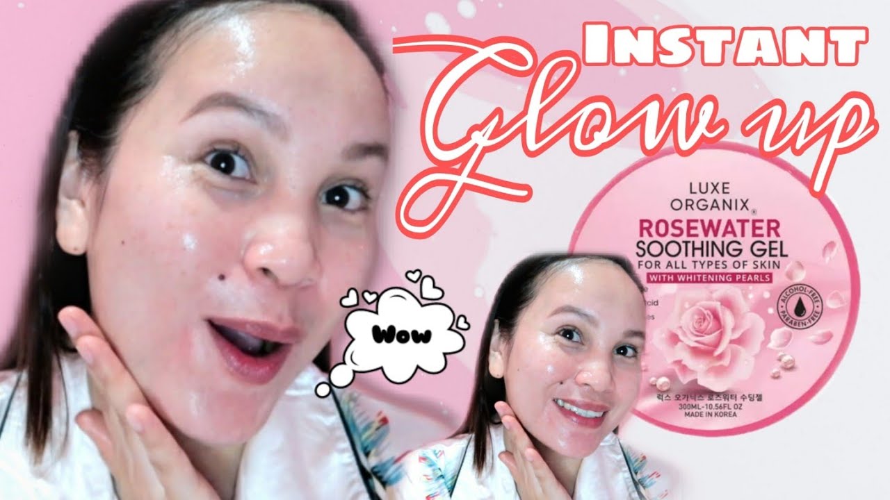 INSTANT GLOW UP??FIRST IMPRESSION REVIEW LUXE ORGANIX ROSEWATER SOOTHING GEL | Celine Aguilar