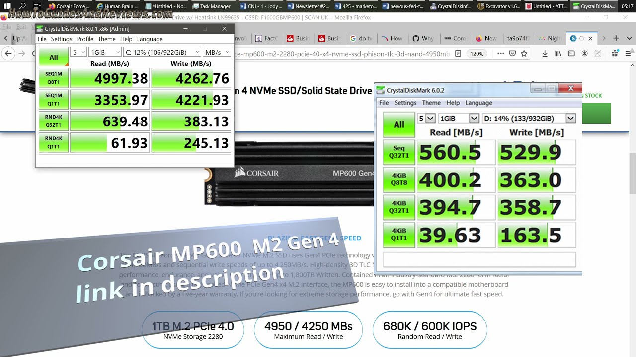 Corsair MP600 NVME M.2 SSD Review, Crystal Disk, Atto Benchmarks, How Hot Does it Get?