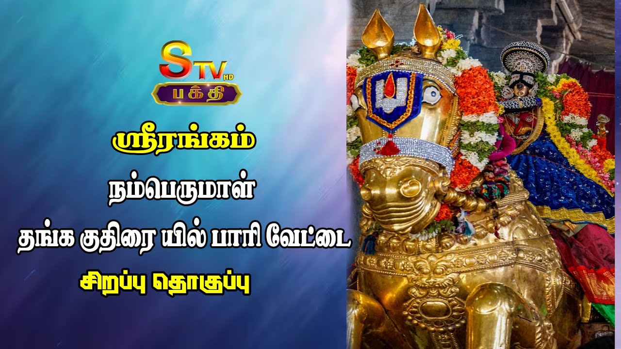 ஸ்ரீரங்கம் அரங்கநாத சுவாமி திருக்கோயில் கனு திருநாள் நம்பெருமாள்   தங்க குதிரை யில் பாரி வேட்டை