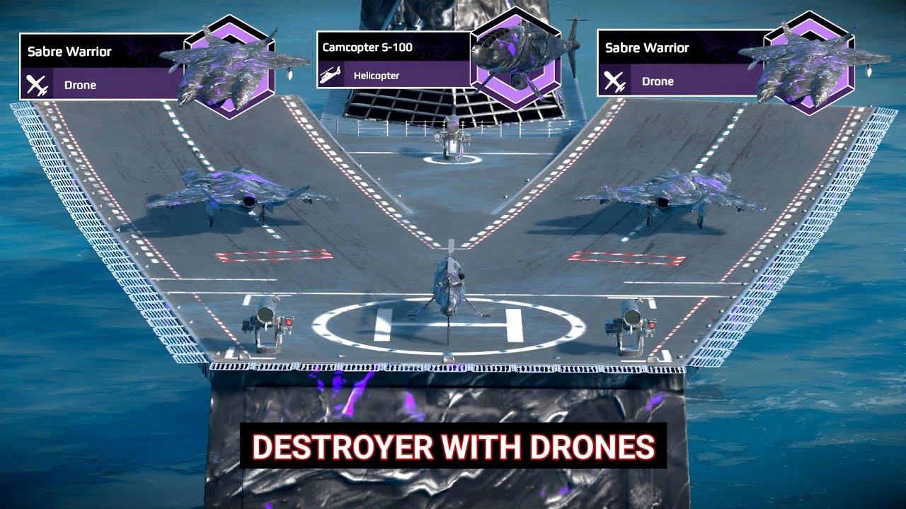 Destroyer has multiple drones | HMS UXV Combatant - Modern Warships Gameplay 