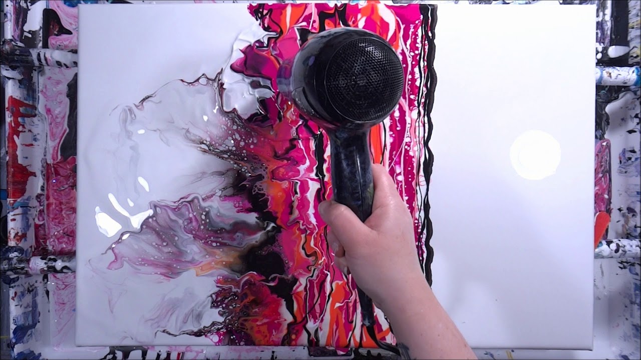 Pink & Black Diptych Acrylic Hair Dryer Pour (265)