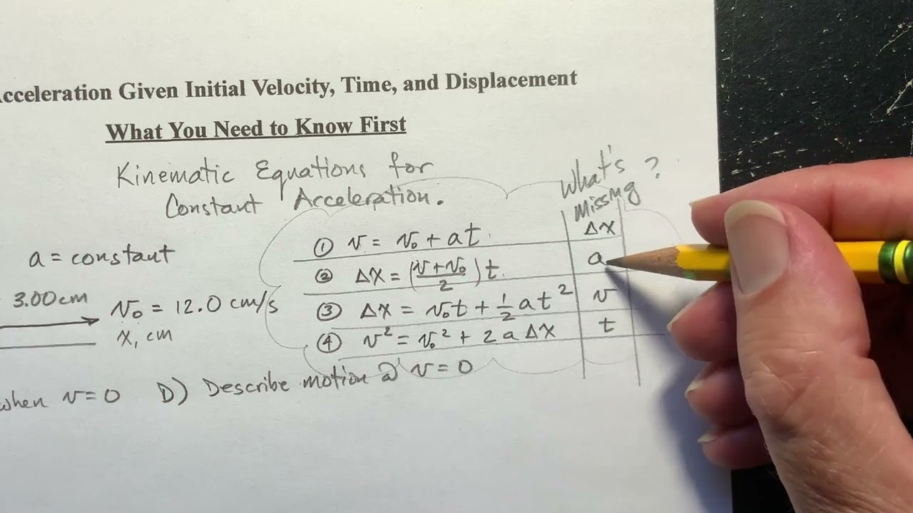 Kinematics - Find Acceleration Given Initial Velocity, Time, and Displacement